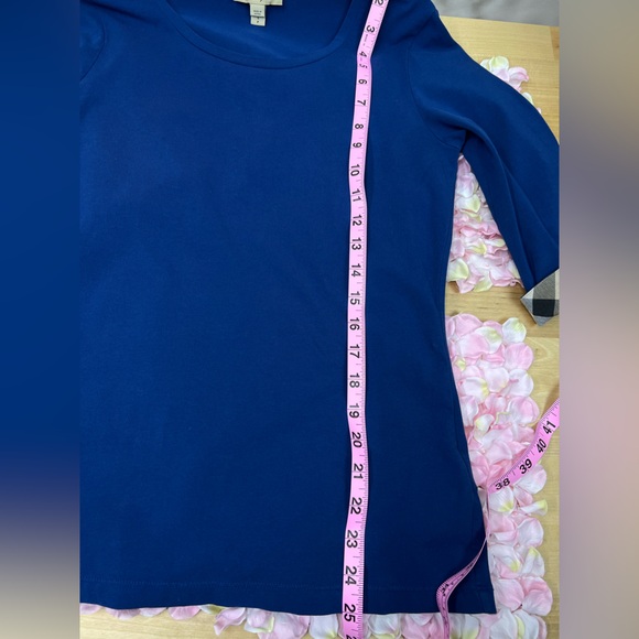 Burberry Royal Blue top with plaid details on sleeves - Picture 9 of 10